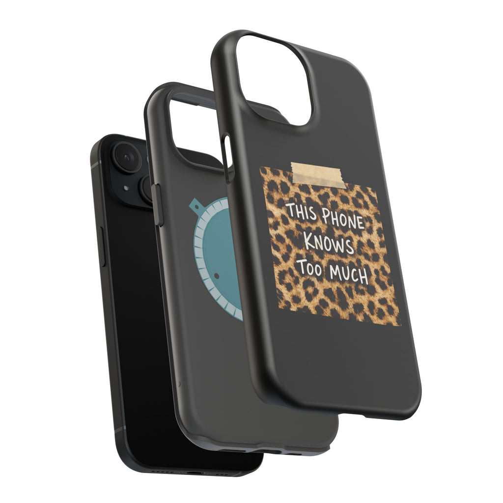 This Phone Knows Too Much” Post-It Note Leopard Phone Case Magnetic Impact-Resistant Cases