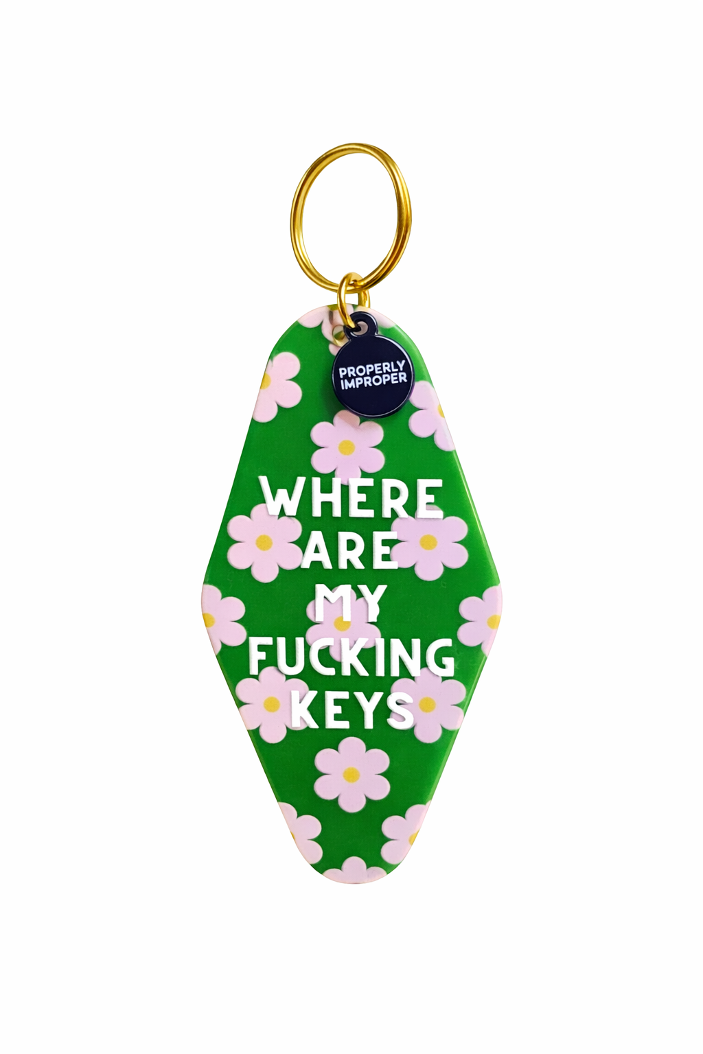Where Are My Fucking Keys Floral Keychain