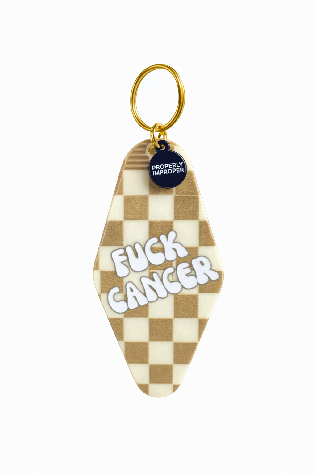 Fuck Cancer Checkered Keychain